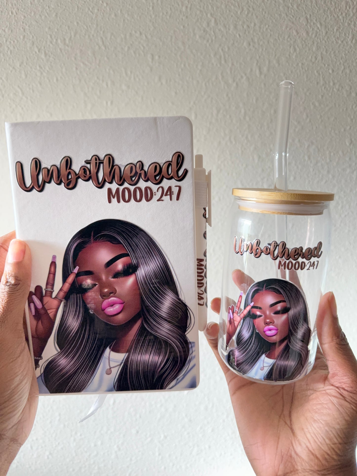UNBOTHERED Journal + Glass Can Set