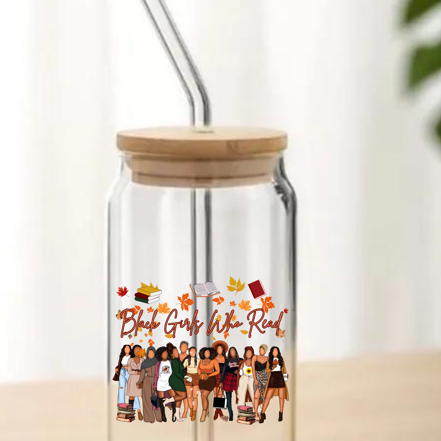 FALL Black Girls Who Read 16oz Glass Can