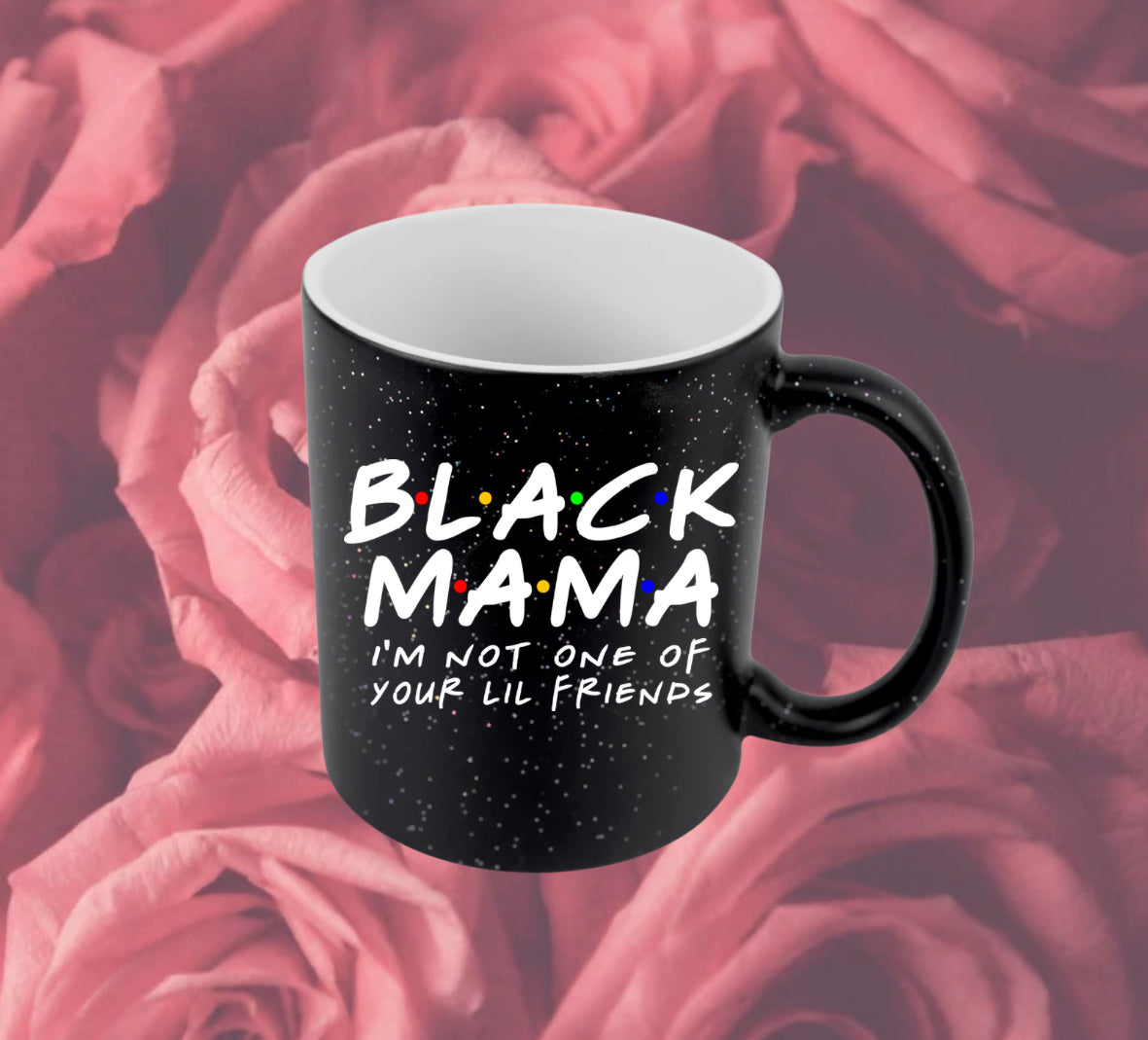 Black Mama Glitter Color Change Mug