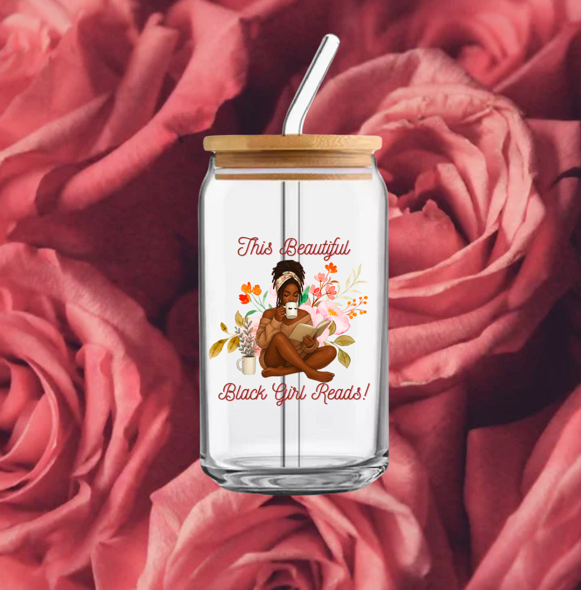 Beautiful Black Reads- Locs 16oz Glass Can