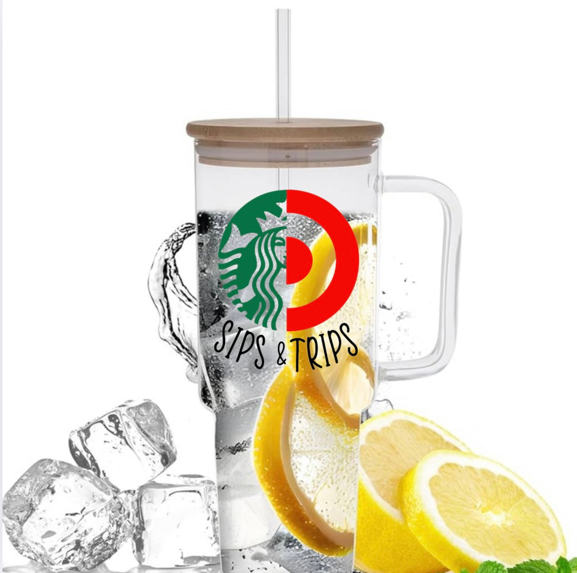 Sips & Trips 40oz Glass Tumbler