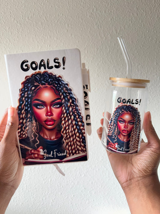 GOALS Journal + Glass Can Set