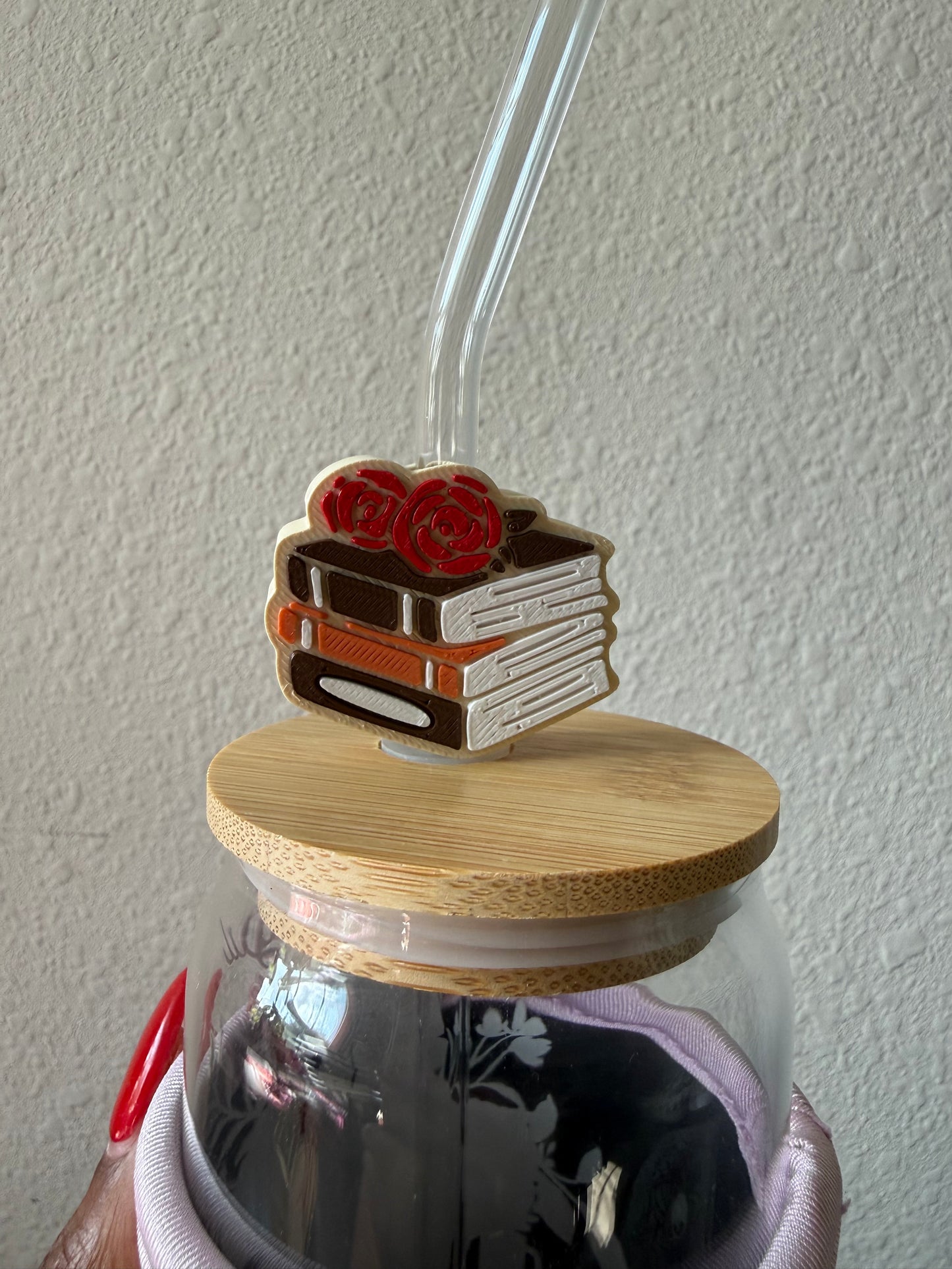 (RTS) Books & Roses Straw Topper