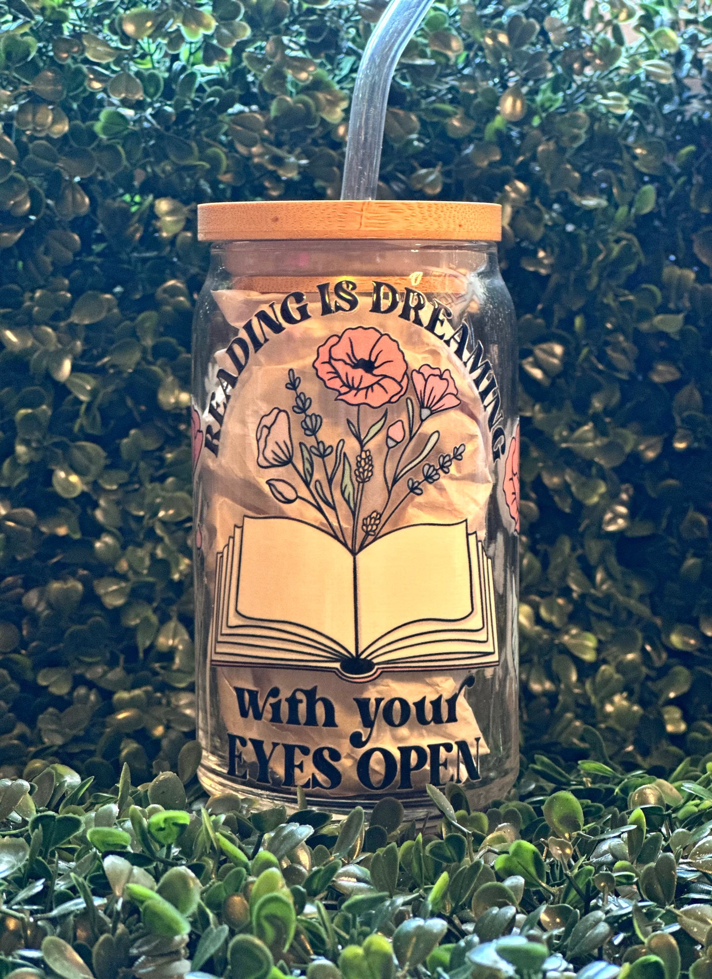 Reading is Dreaming 16oz Glass Can