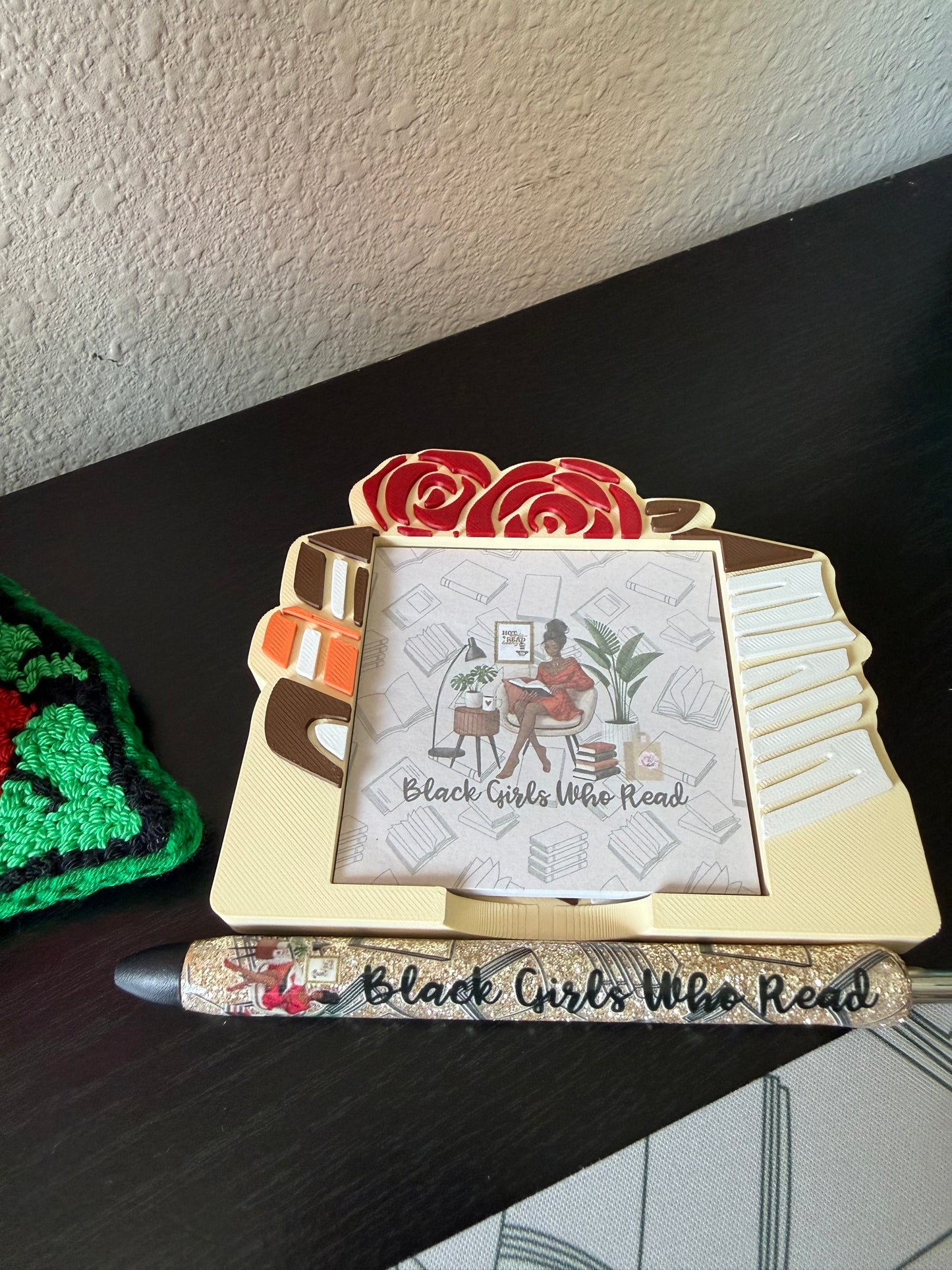 (RTS) Books & Roses Sticky Note Holder