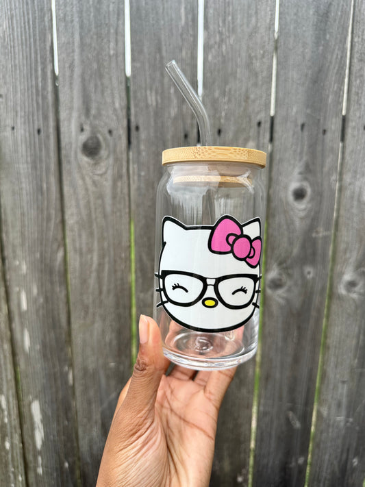 Hello Kitty Nerd 16oz Glass Can