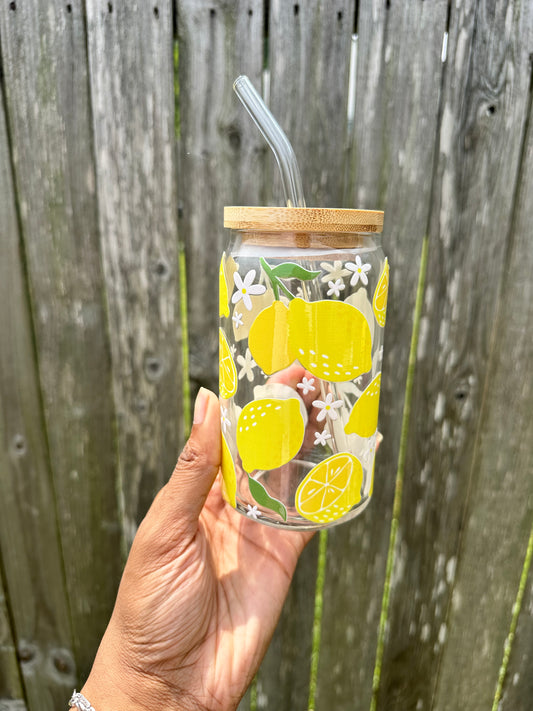 Lemon 16oz Glass Can