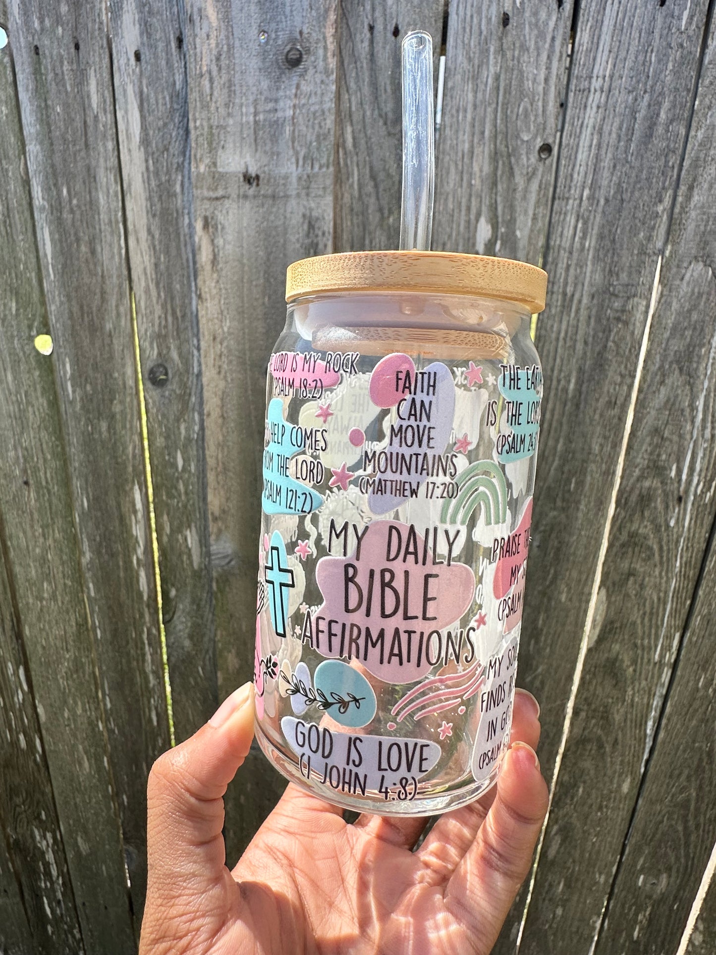 Bible Affirmations 16oz Glass Can