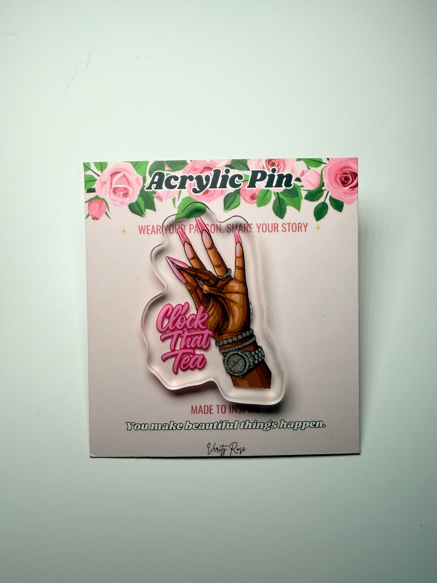 (RTS) Clock That Tea Acrylic Pin