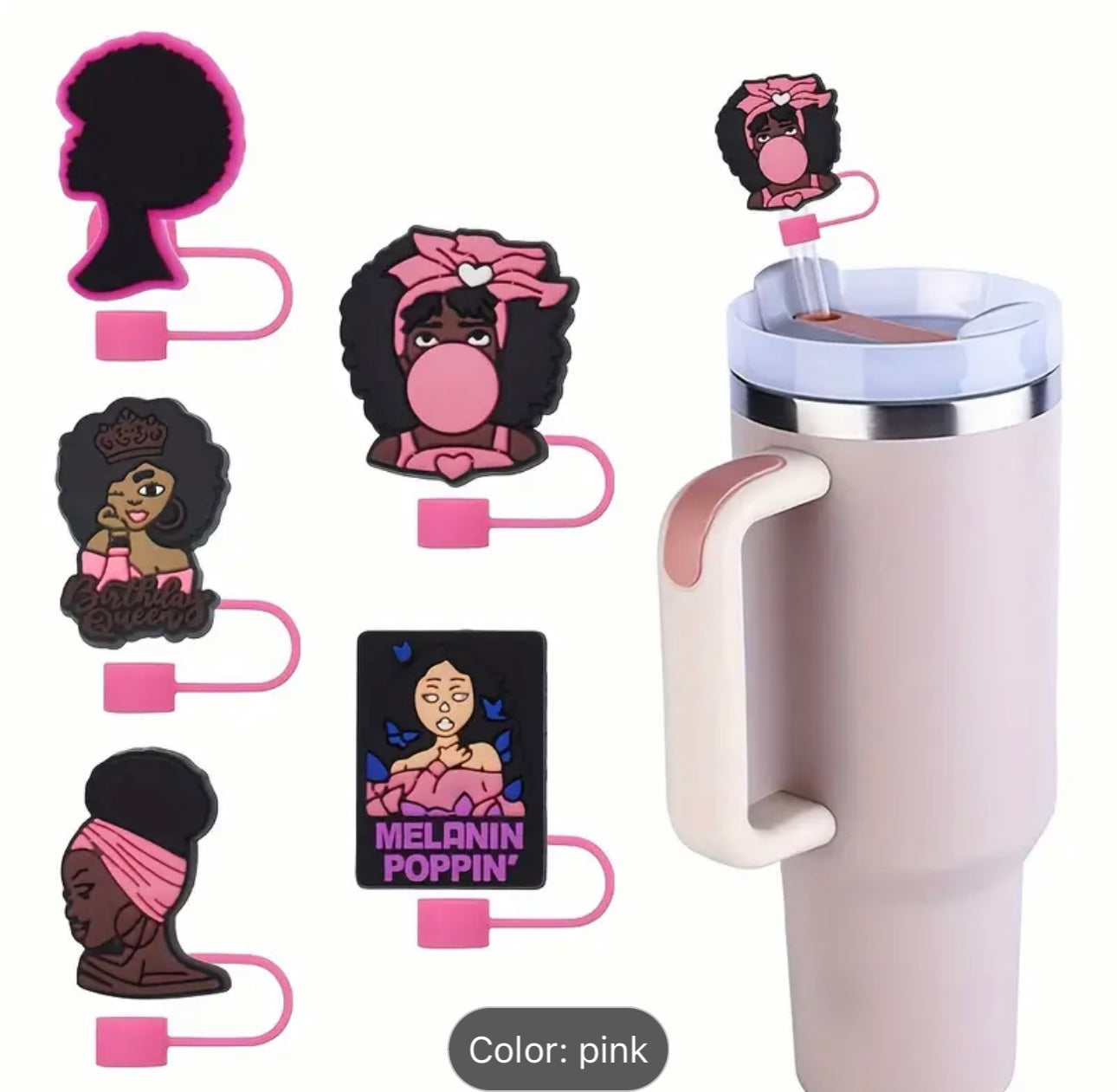 Black Girl Straw Topper