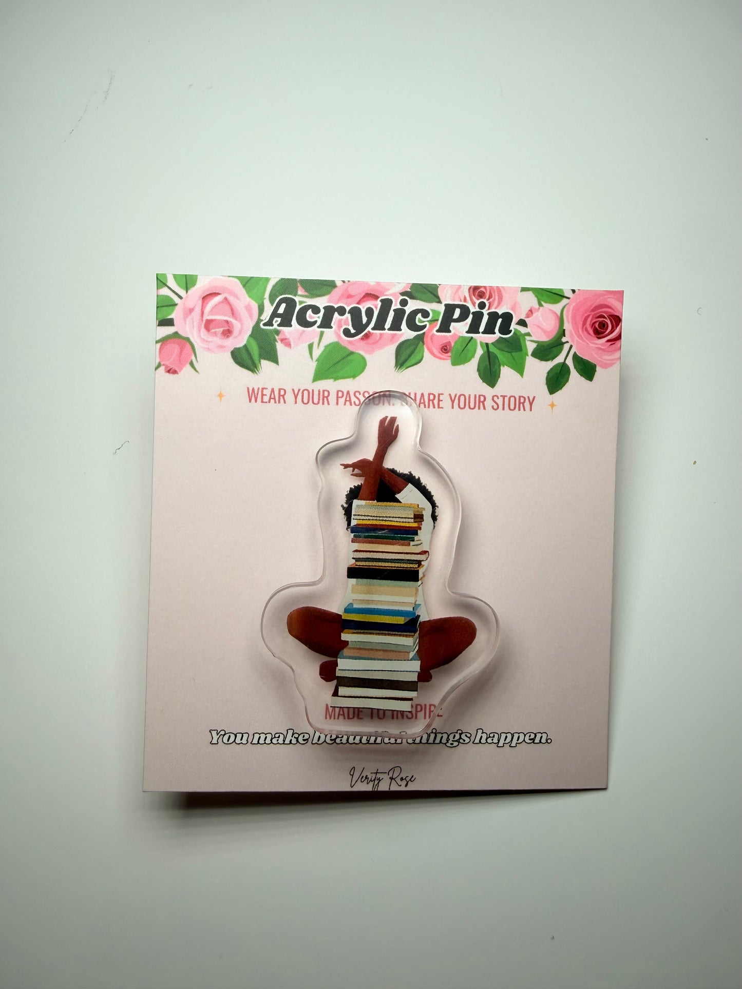 (RTS) Melanin Book Stack Acrylic Pin