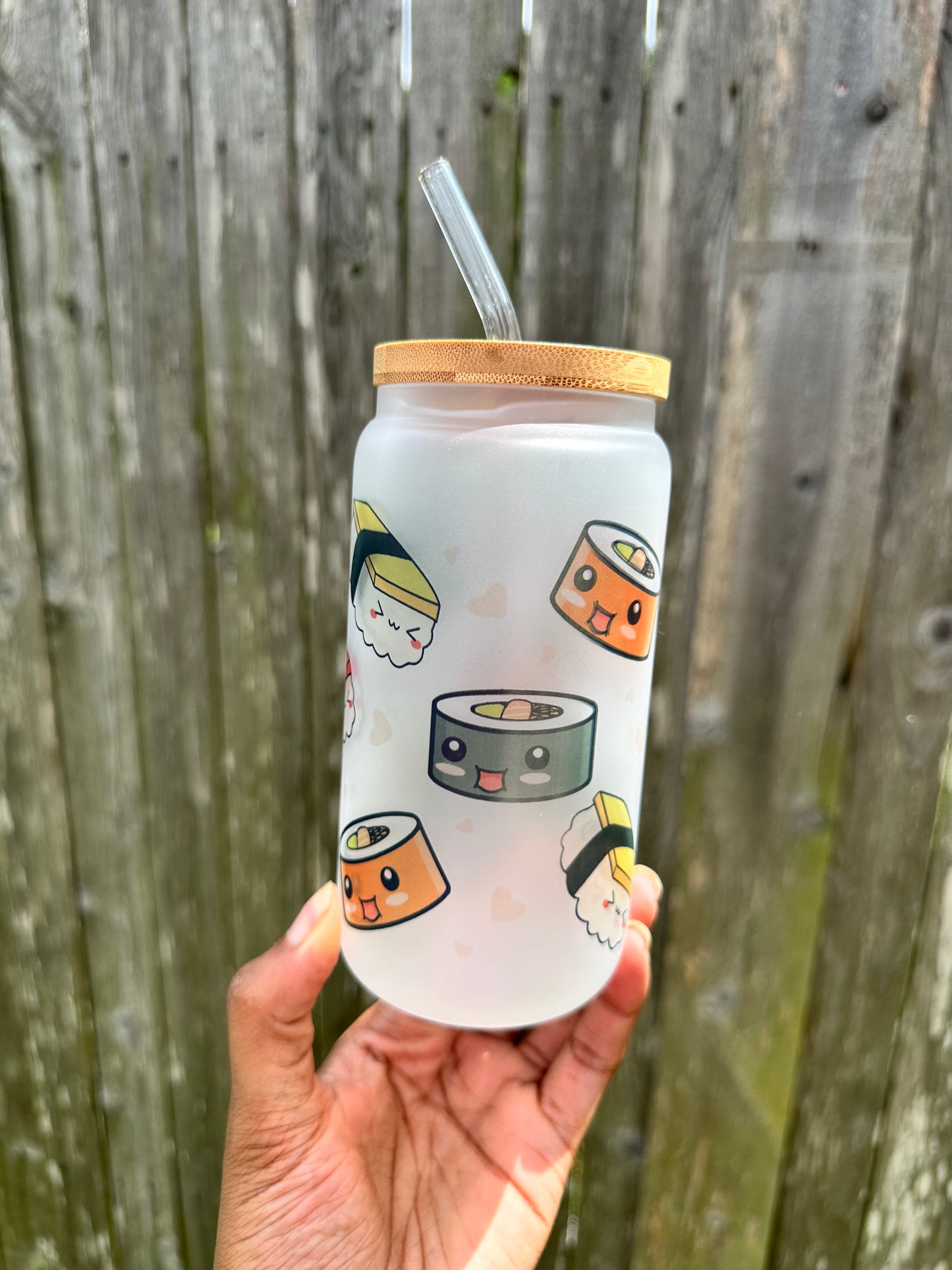 Sushi 16oz Glass Can