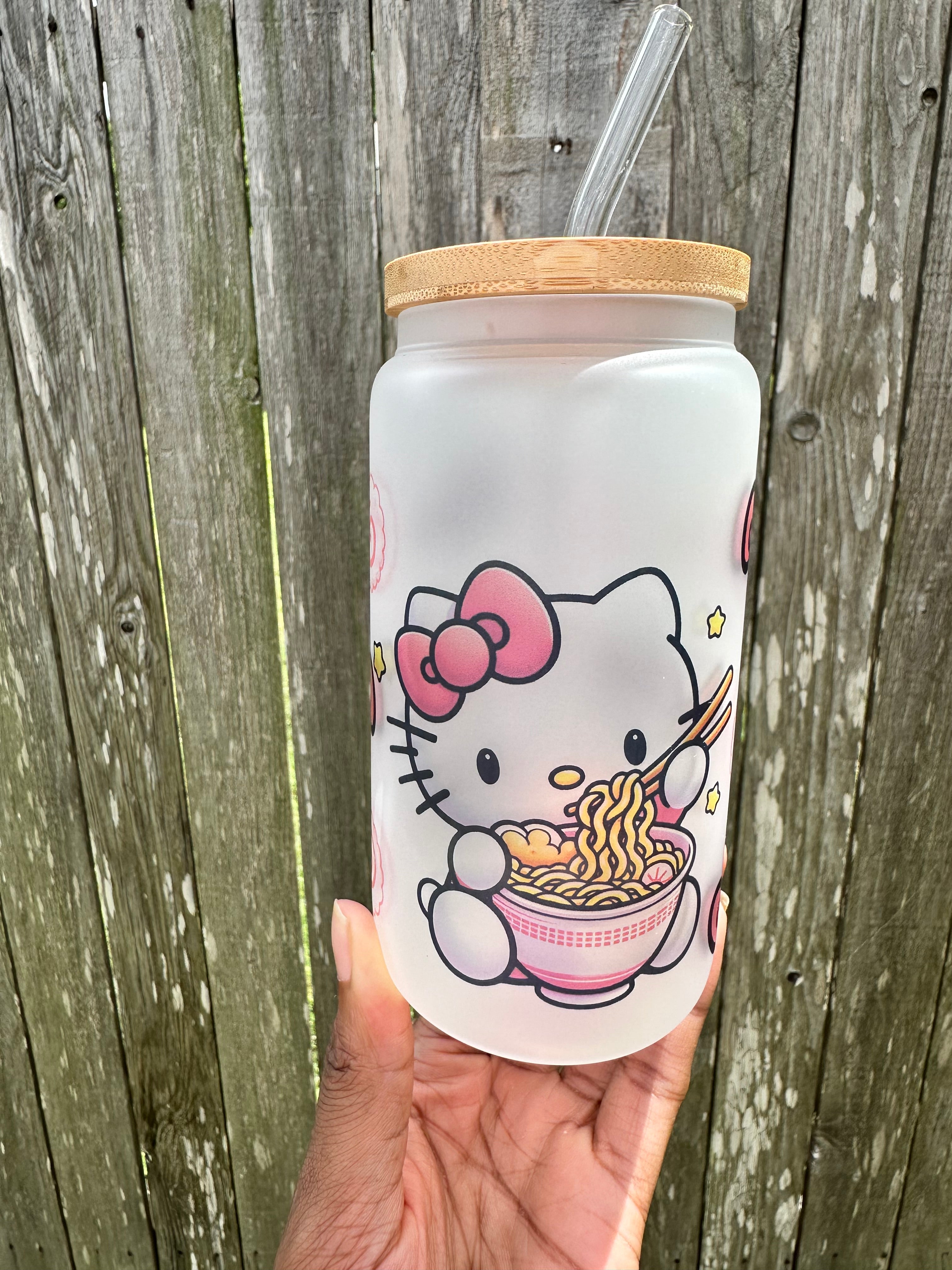 Hello Kitty Ramen 16oz Glass Can โ Verity Rose Creations