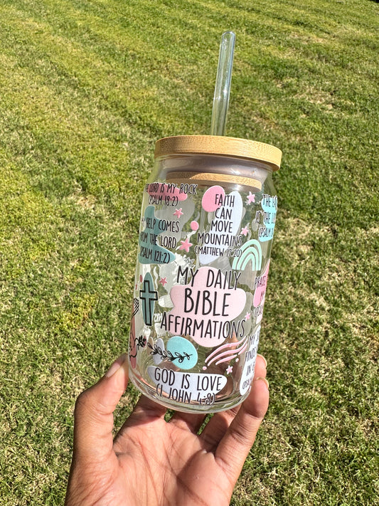 Bible Affirmations 16oz Glass Can