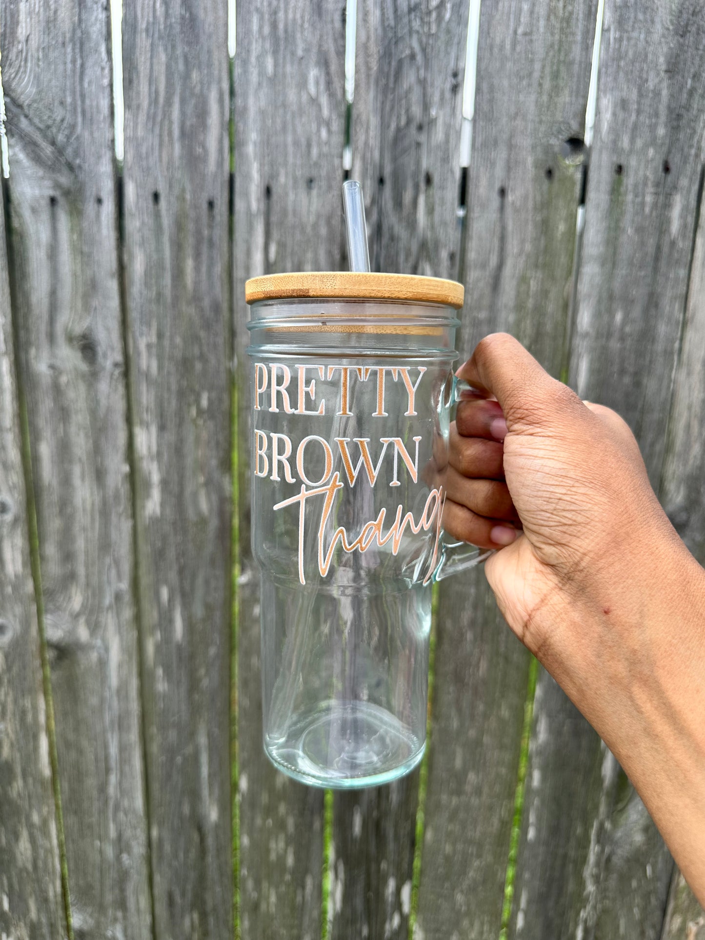 Pretty Brown Thang 24oz Glass Cup