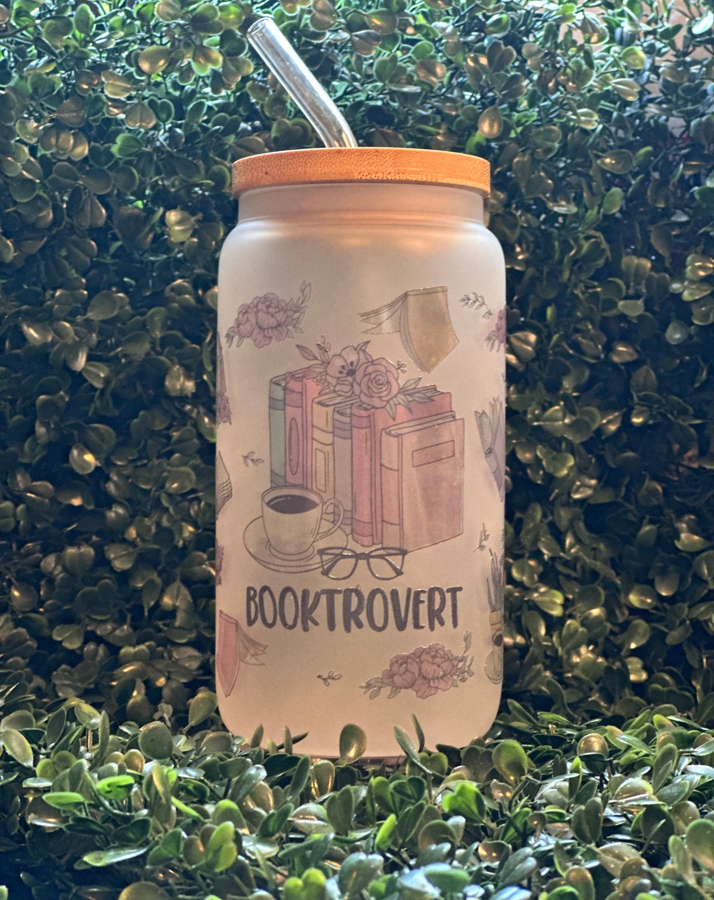 Booktrovert 16oz Glass Can