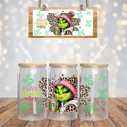 Grinch 16oz Glass Can