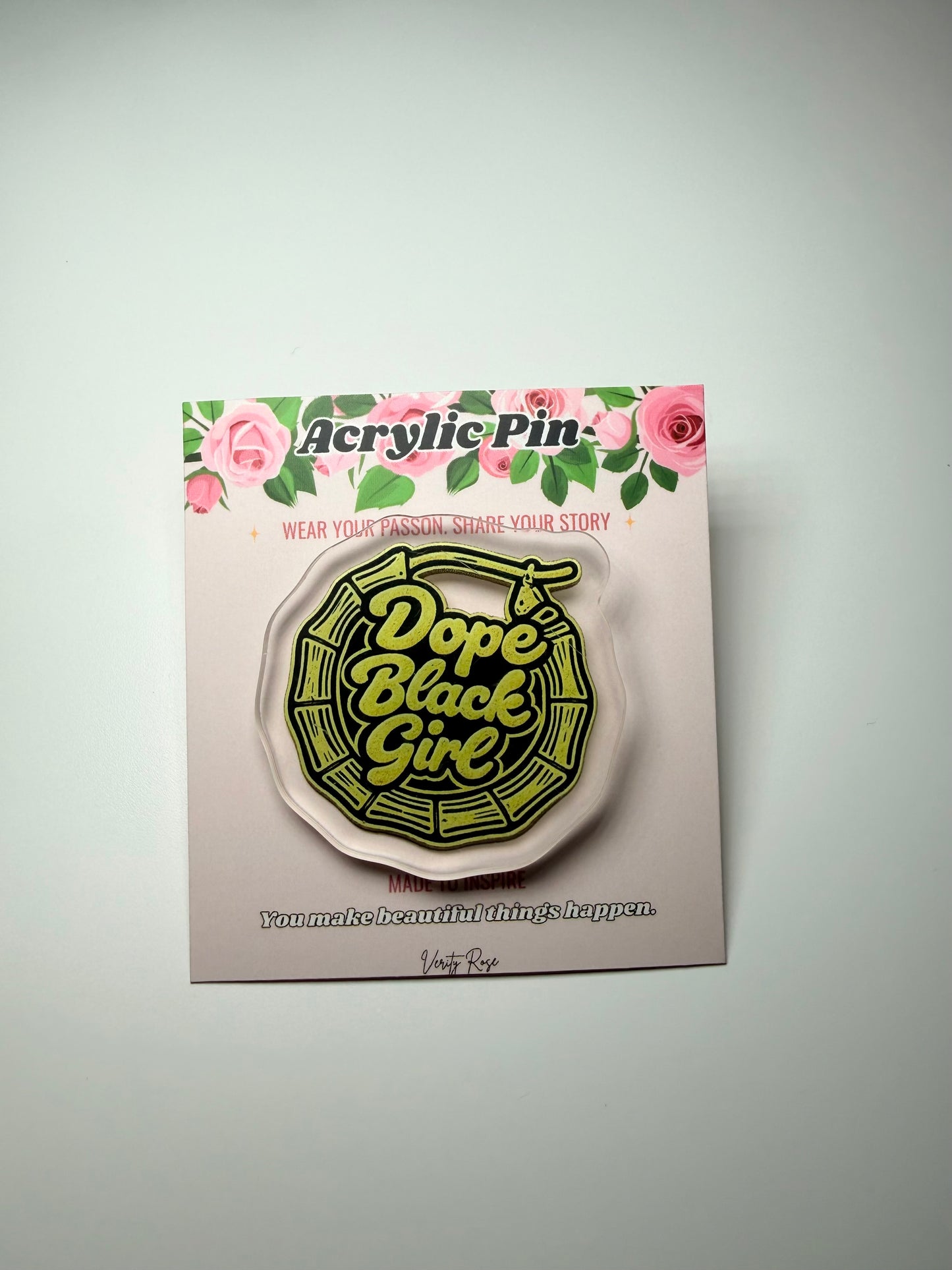 (RTS) Earring Dope Black Girl Acrylic Pin