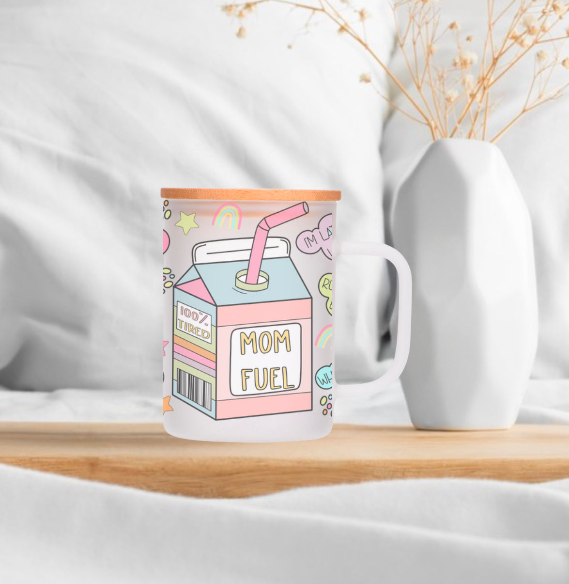 Mom Fuel 17oz Glass Mug