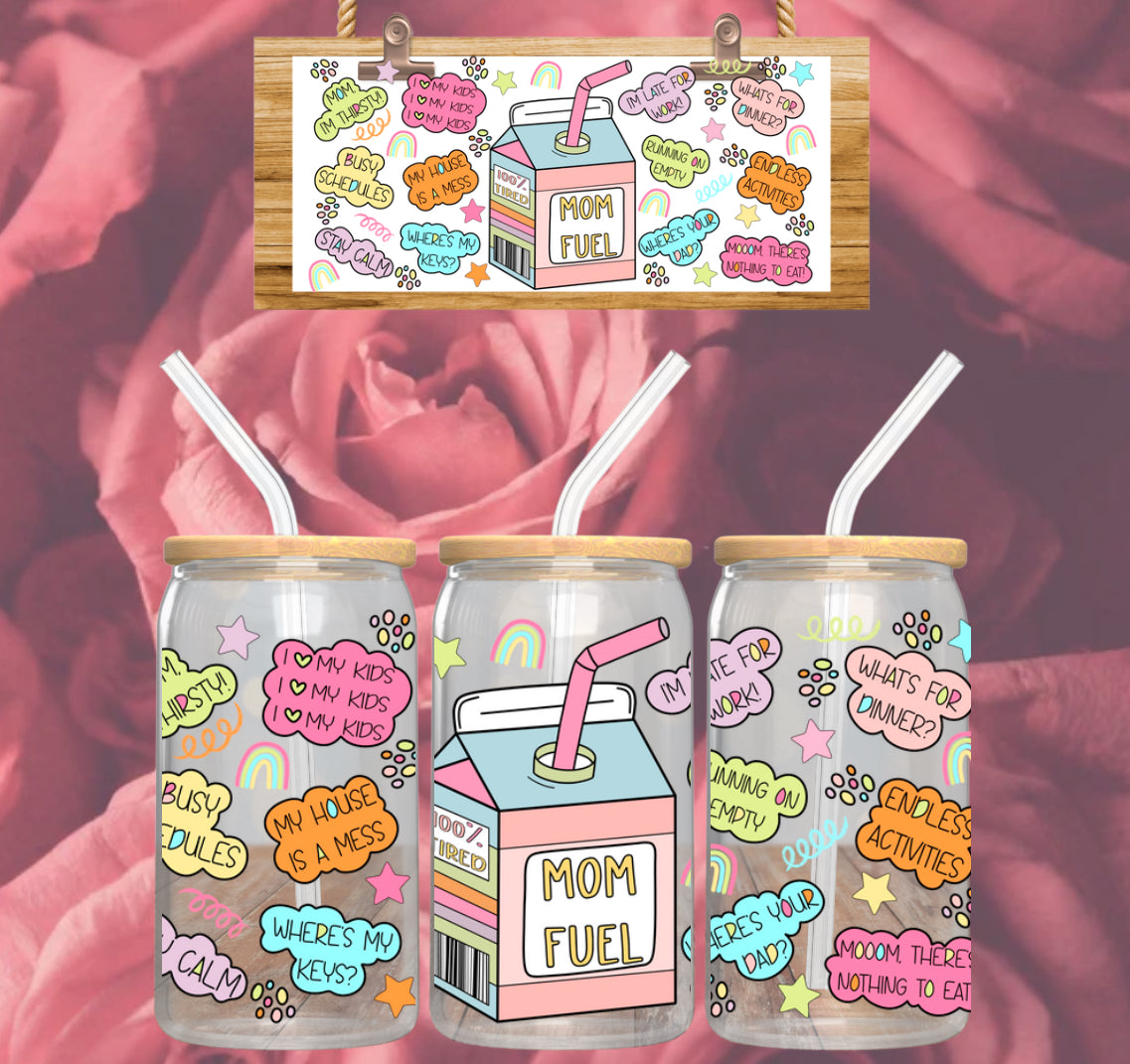 Mom Fuel 16oz Glass Can