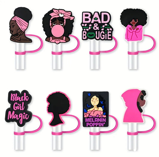 Black Girl Straw Topper