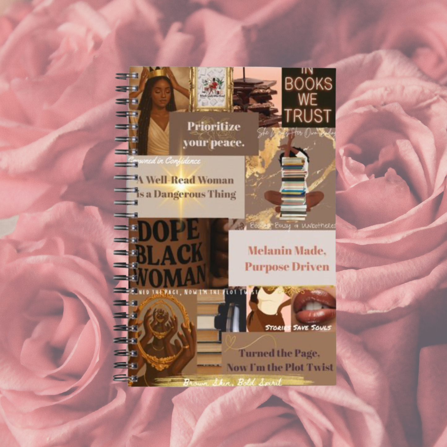 Melanin Gold Bookish Notebook