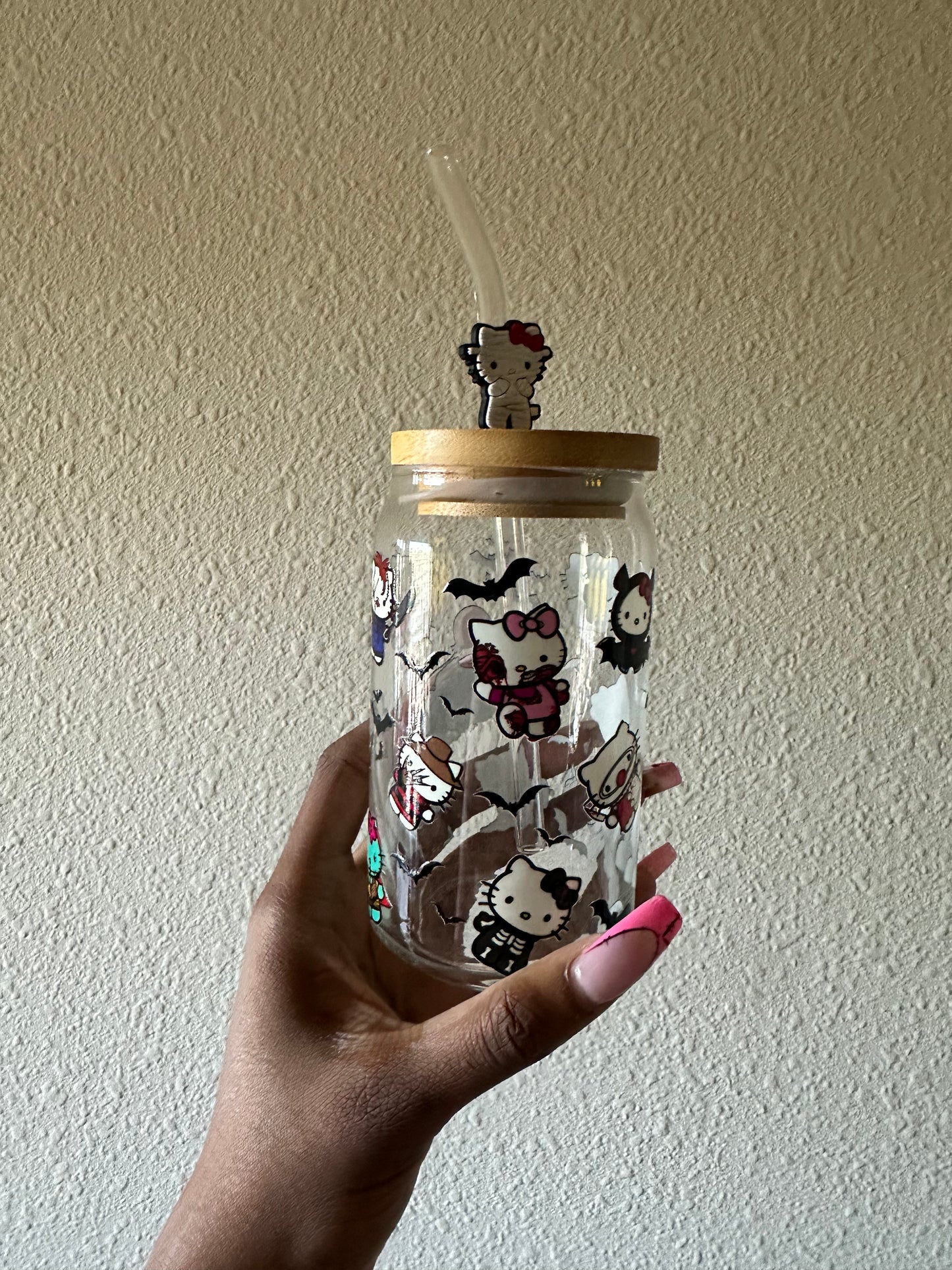 Spooky Hello Kitty 16oz Glass Can