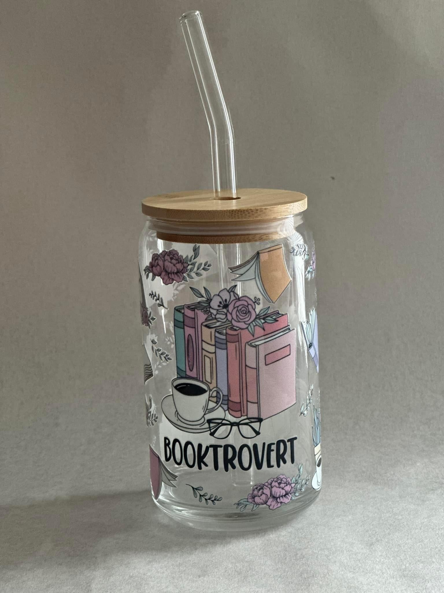 Booktrovert 16oz Glass Can – Verity Rose Creations